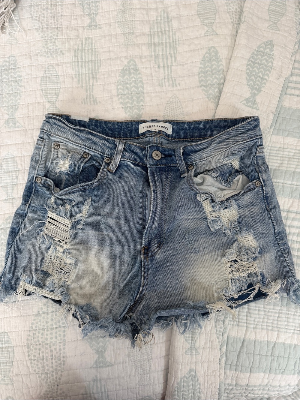 Almost Famous Light Blue Distressed Denim Shorts